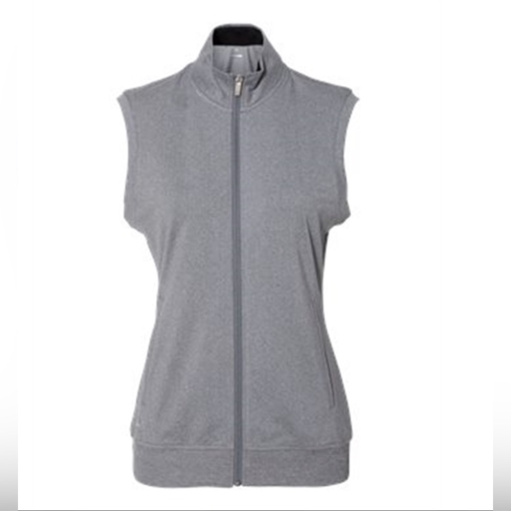 Adidas Womens Golf Vest Gray Sleeveless Zip‎ Jacket Athleisure Sportswear Size S